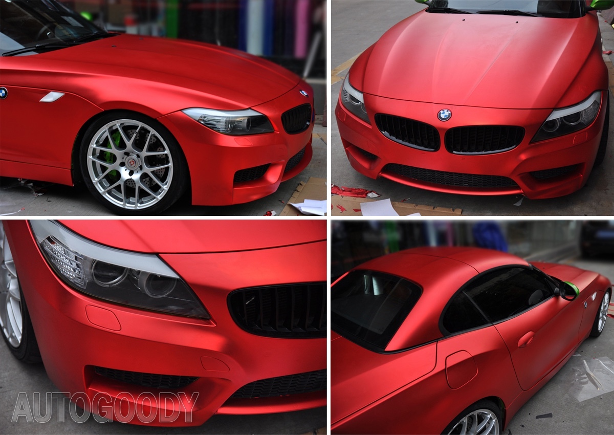 480″x60″ Satin Matte Chrome Metallic Red Vinyl Film Wrap Bubble Free 40ft x 5ft