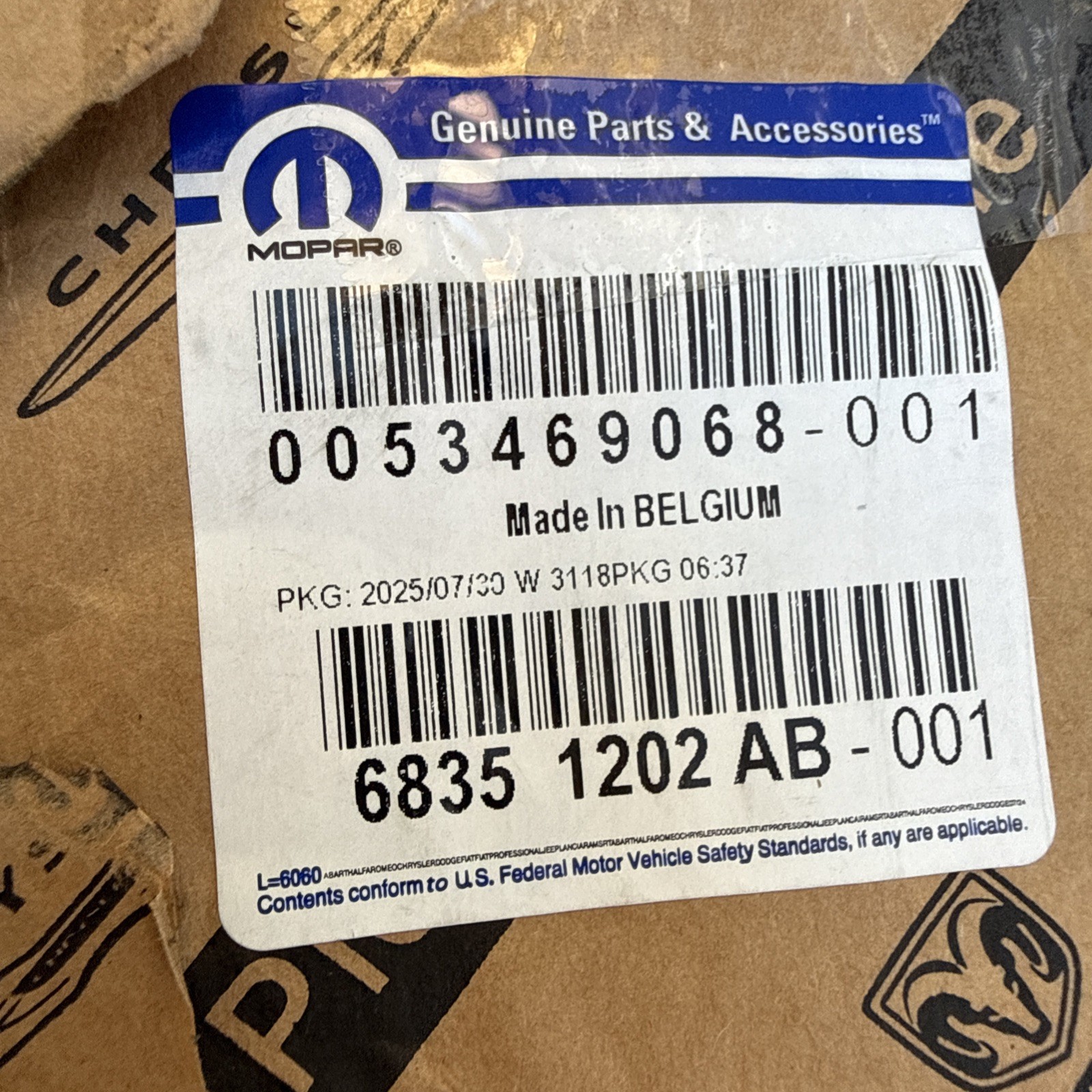 2011-2026 1500/2500/3500 Rear Left Door B-Pillar Applique From OEM 68351202AB