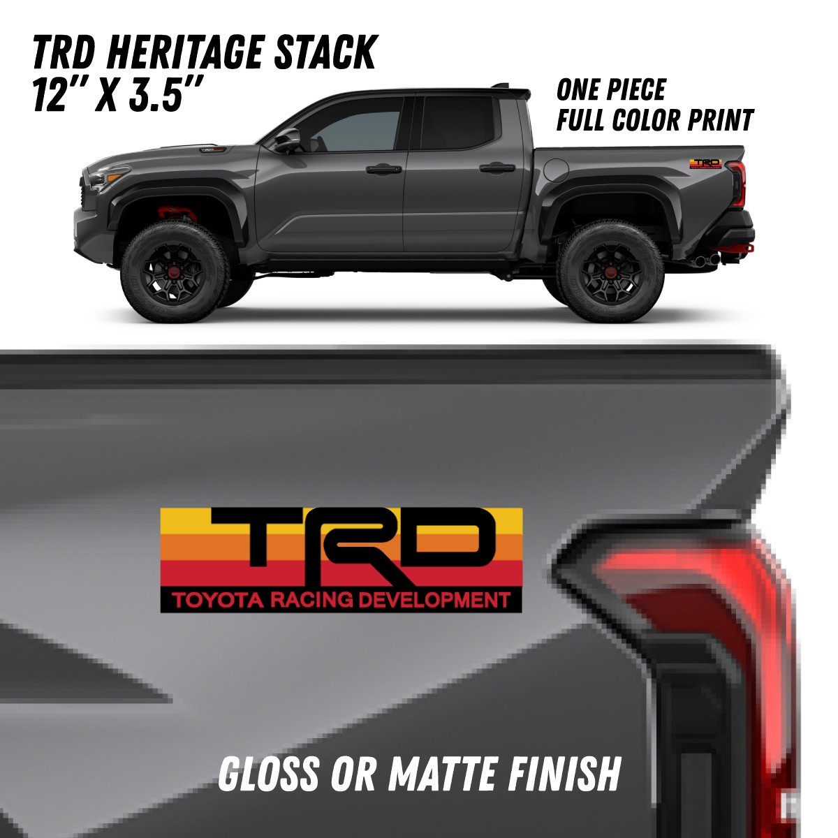 (2) 12″ Toyota Heritage Stack Decals for Toyota Tacoma, Tundra, 4runner