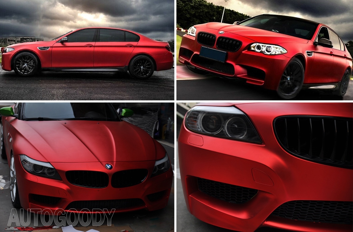 480″x60″ Satin Matte Chrome Metallic Red Vinyl Film Wrap Bubble Free 40ft x 5ft