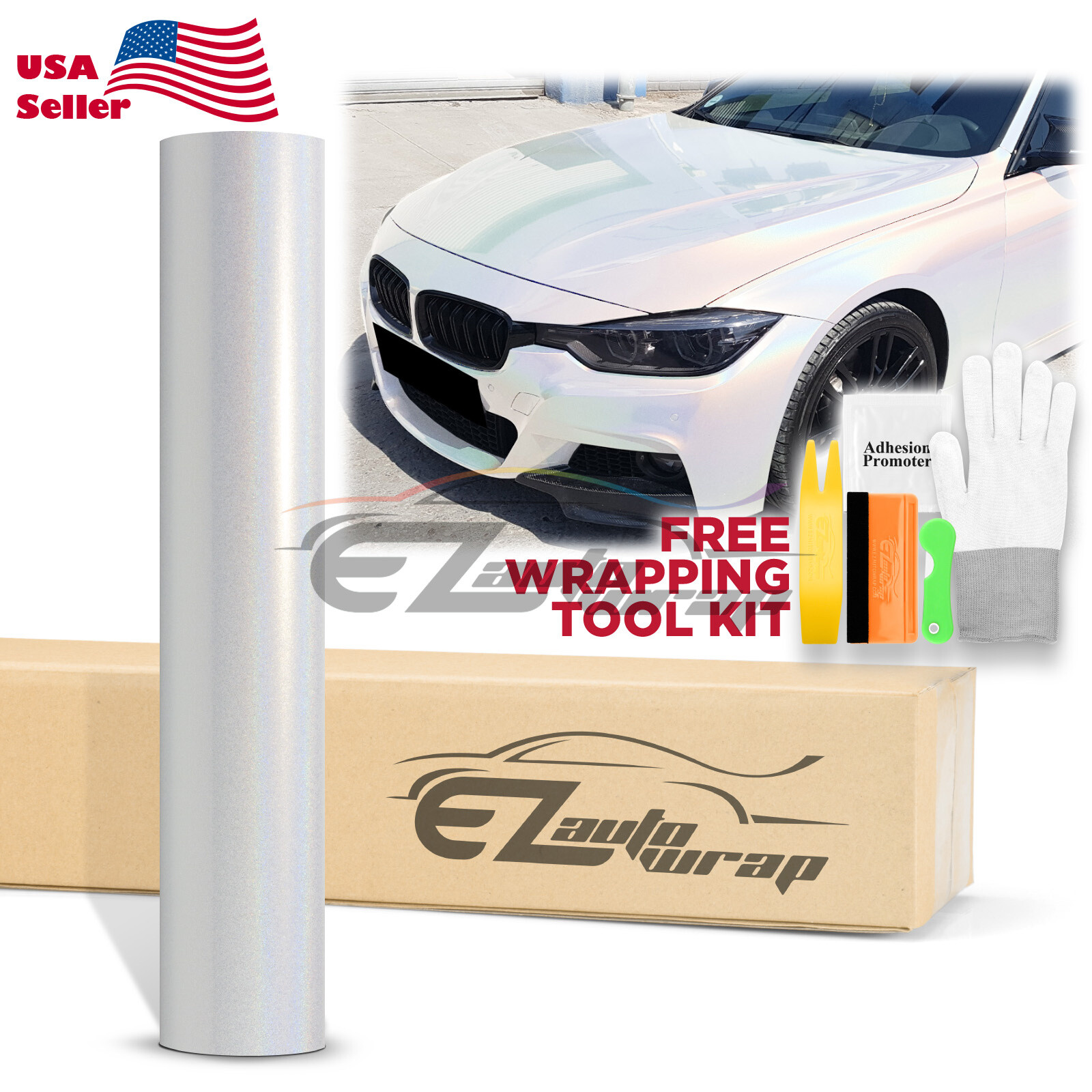 Laser Flip Gloss White Car Auto Sticker Decal Vinyl Wrap Sheet Film Air Release