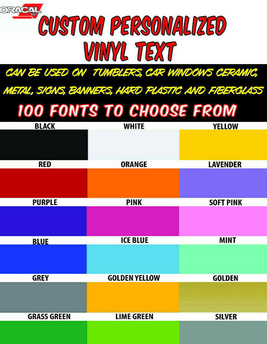 Custom Personalized Vinyl Decal Lettering Text Sticker Car Window Tumbler Flask