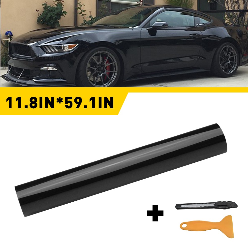 Black High Gloss Glossy Vinyl Film Wrap Sticker DIY Bubble Free Air Release
