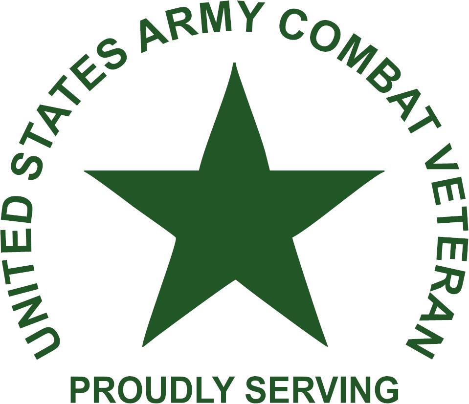 “Army Combat Veteran Proudly Serving” 3 Mil Vinyl Sticker for Car/Truck Window