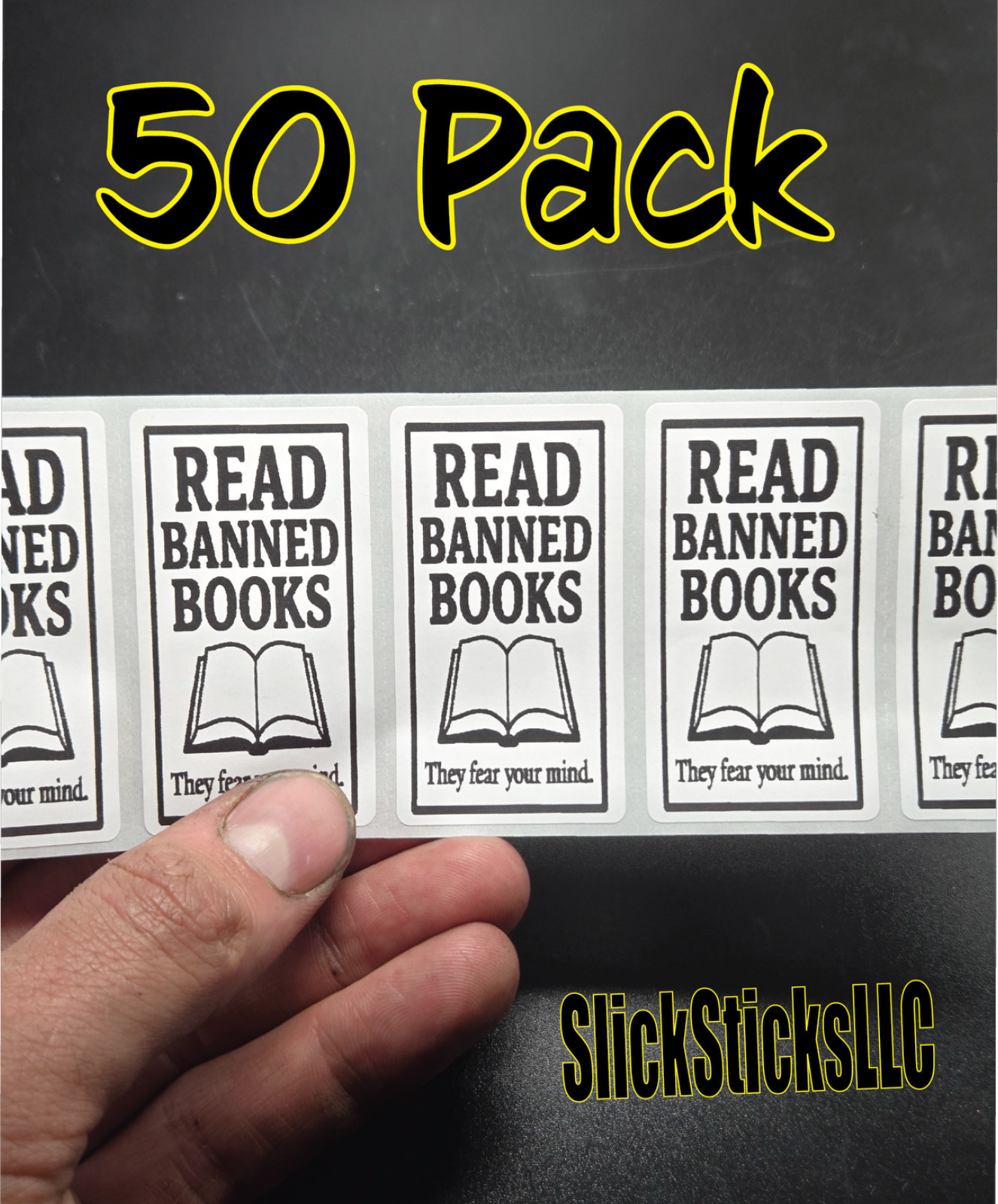 50PCS “READ BANNED BOOKS” stickers bulk pack decals labels stop bans anti censor