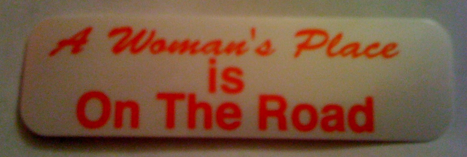 A WOMAN’S PLACE IS ON THE ROAD HELMET STICKER
