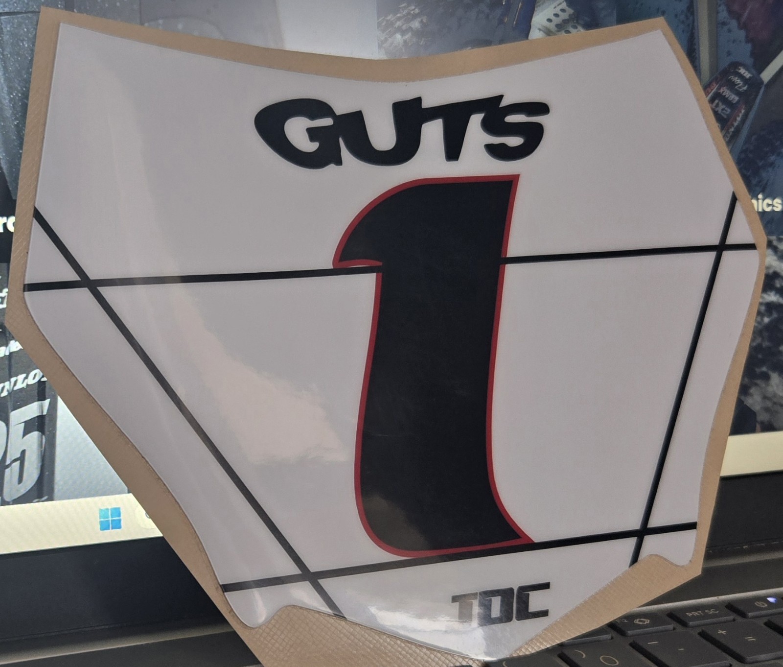 1 MOTOCUTZ Number Plate Decal – (Black/White/Gloss) – Item#99