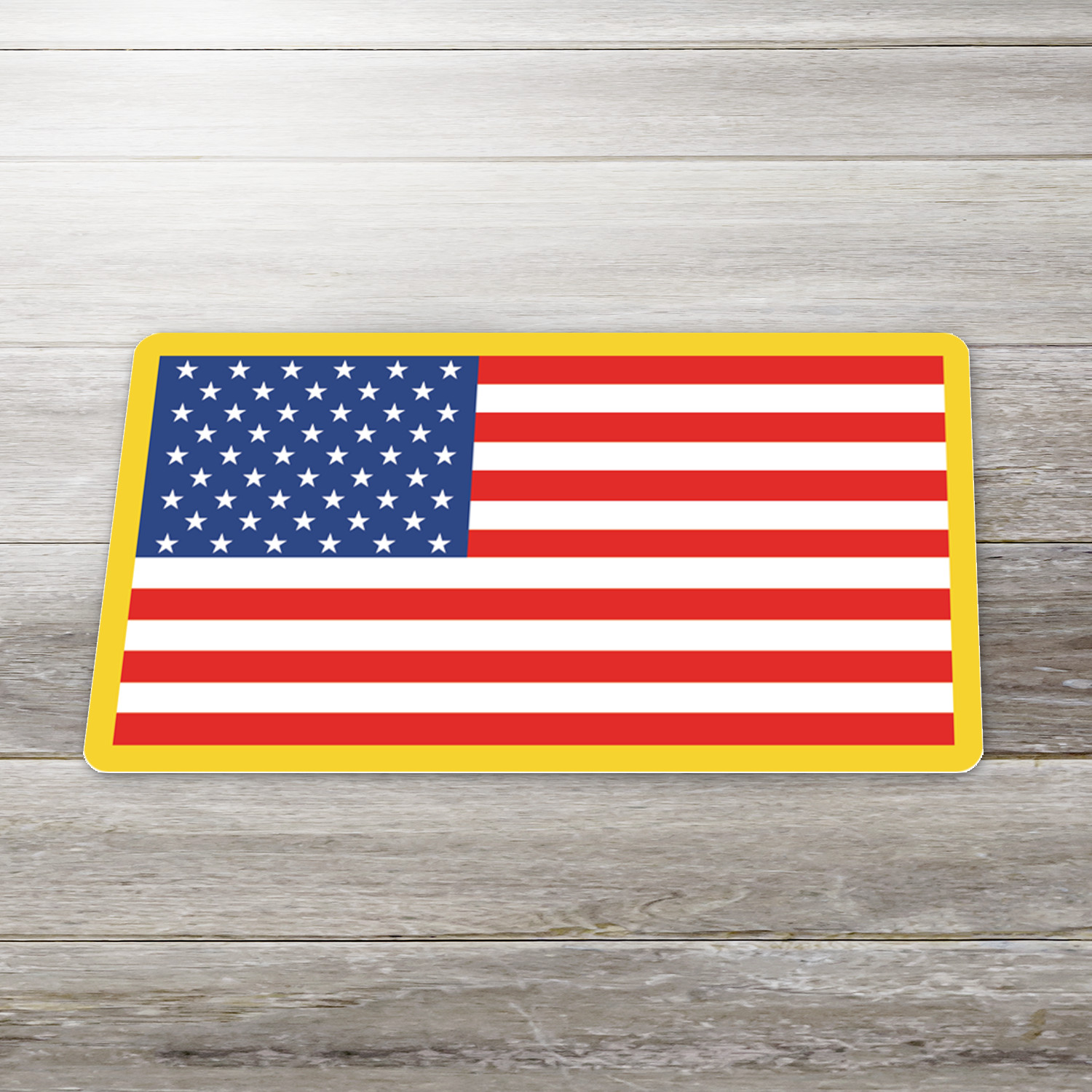 USA American Flag Sticker Decal Waterproof UV Resist Vinyl Yellow Border 1.5-25″