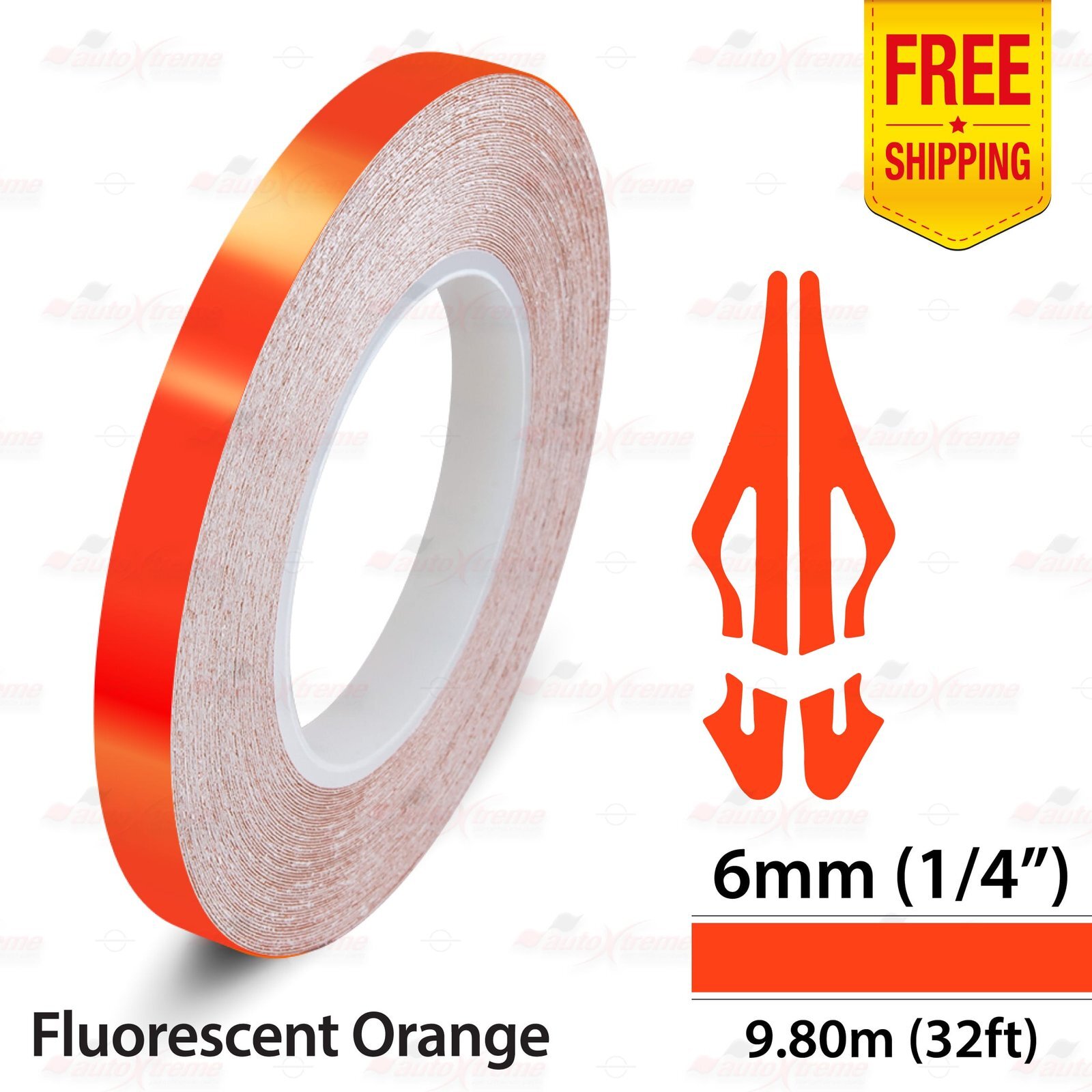 1/4″ 6mm PinStriping Stripe Tape Styling Decal Vinyl Sticker FLUORESCENT ORANGE