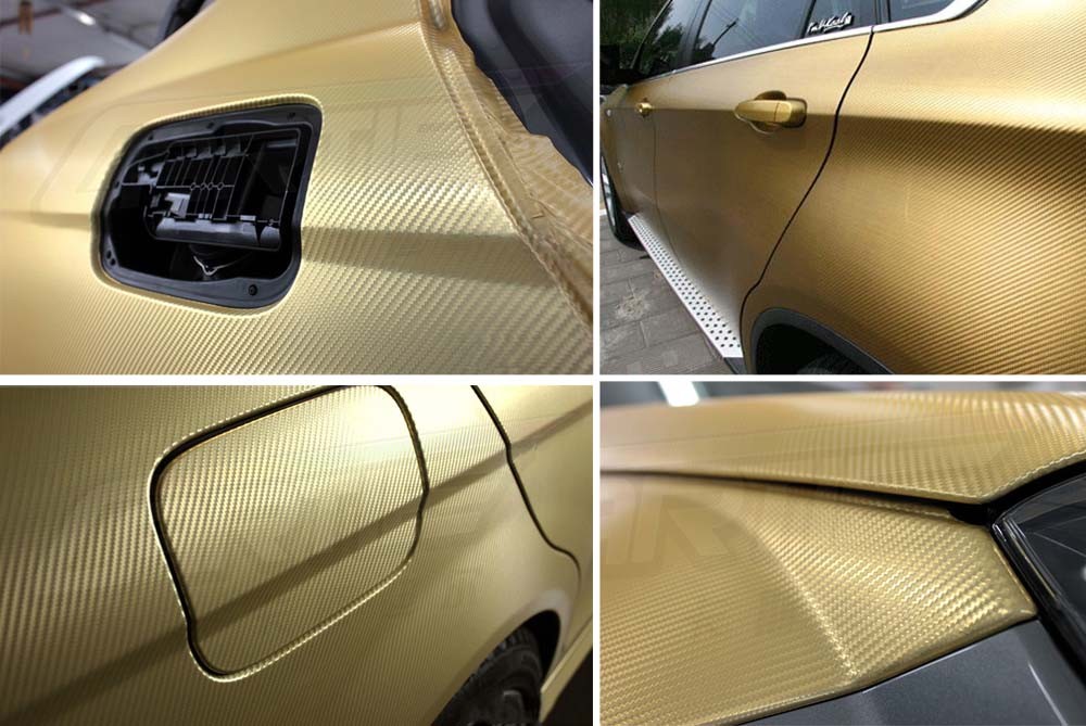 24″ x 60″ GOLD Carbon Fiber Vinyl Film Wrap 3D Bubble Free Air Release 2ft x 5ft