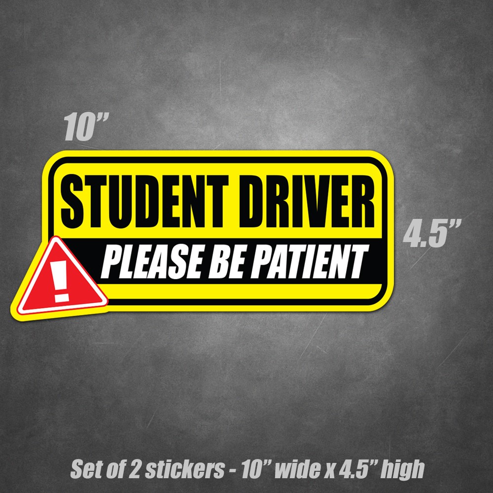 Student Driver Please Be Patient 2 Pack Car Bumper Stickers Vinyl Decals 10×4.5