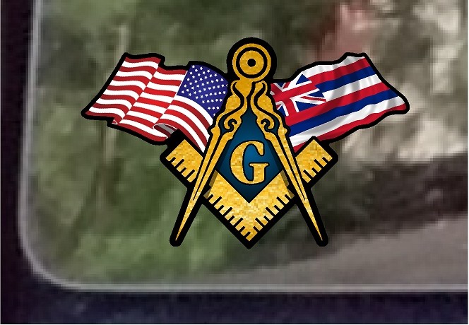 ProSticker 046 (One) 3″ x 5″ American Hawaii Flags Masonic Decal Sticker USA