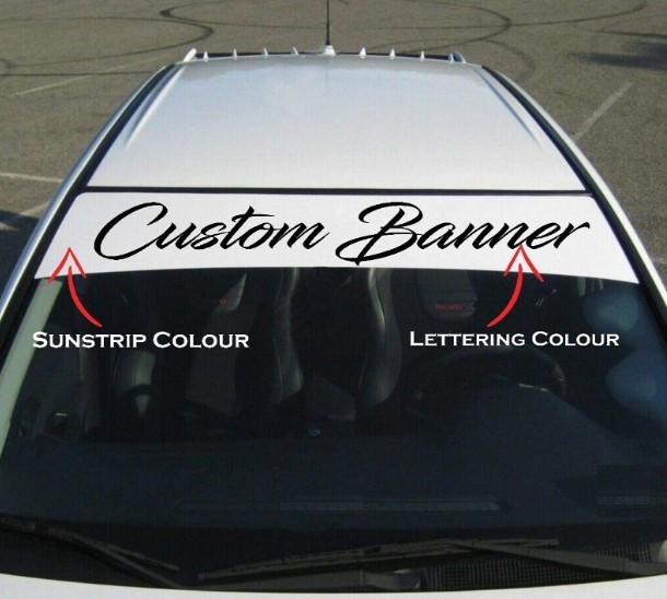 Custom Text Windshield Banner Decal, Self adhesive Vinyl Window Decal