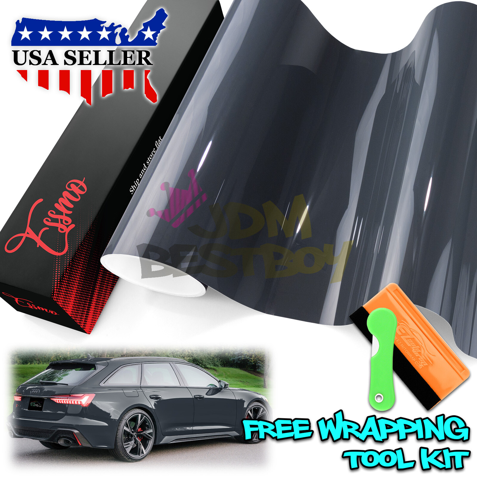 1FTx5FT PPF Paint Protection Film Gloss Midnight Gray Invisible Scratches Shield