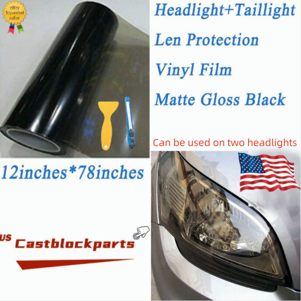 Fit For Headlight Taillamp Matte Gloss Black Lens Vinyl Protection Film 12″x78″
