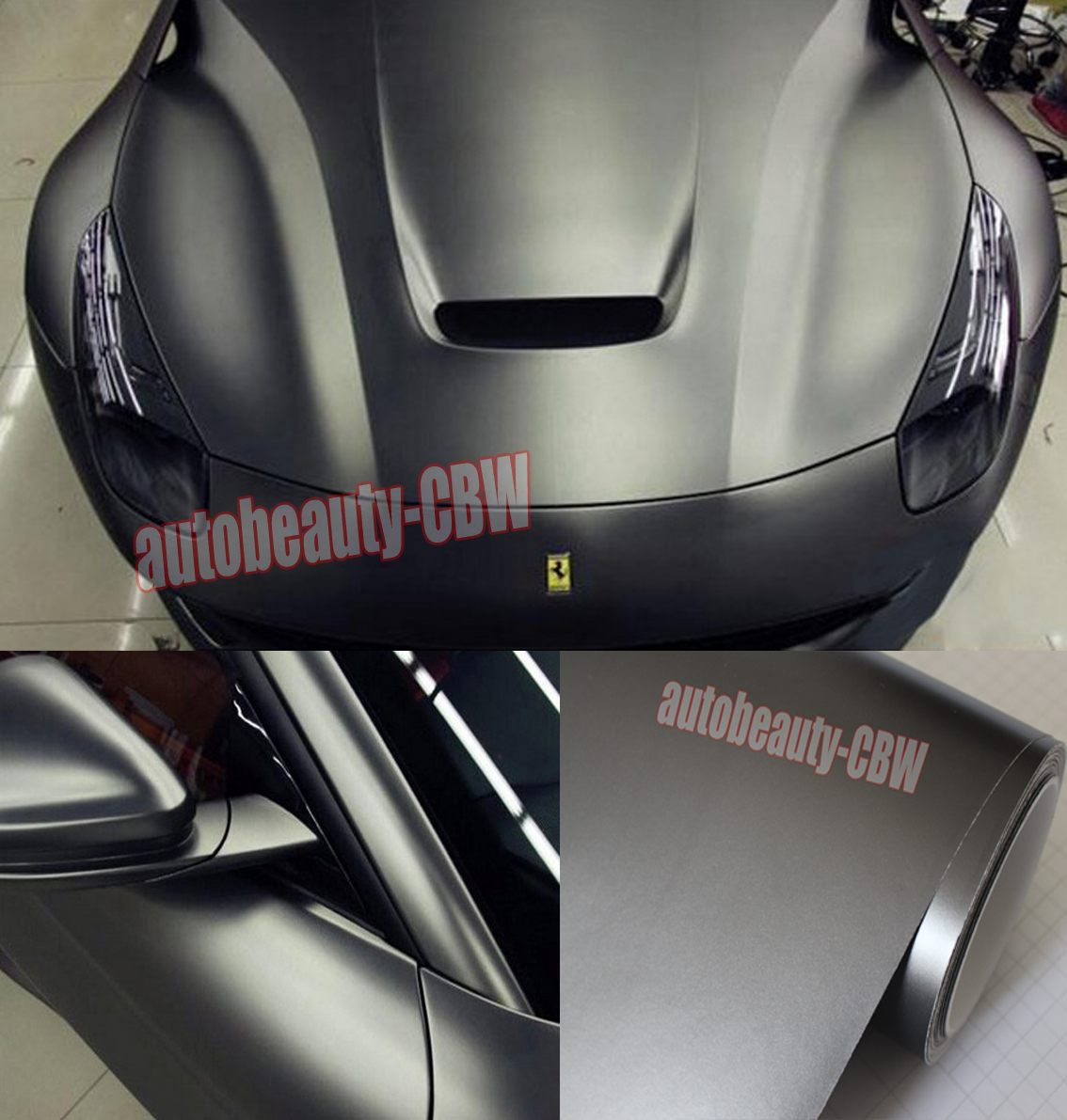 Entire Car Wrap Metallic Matte Chrome Grey Satin Vinyl Sticker – 50FT x 5FT ACAC