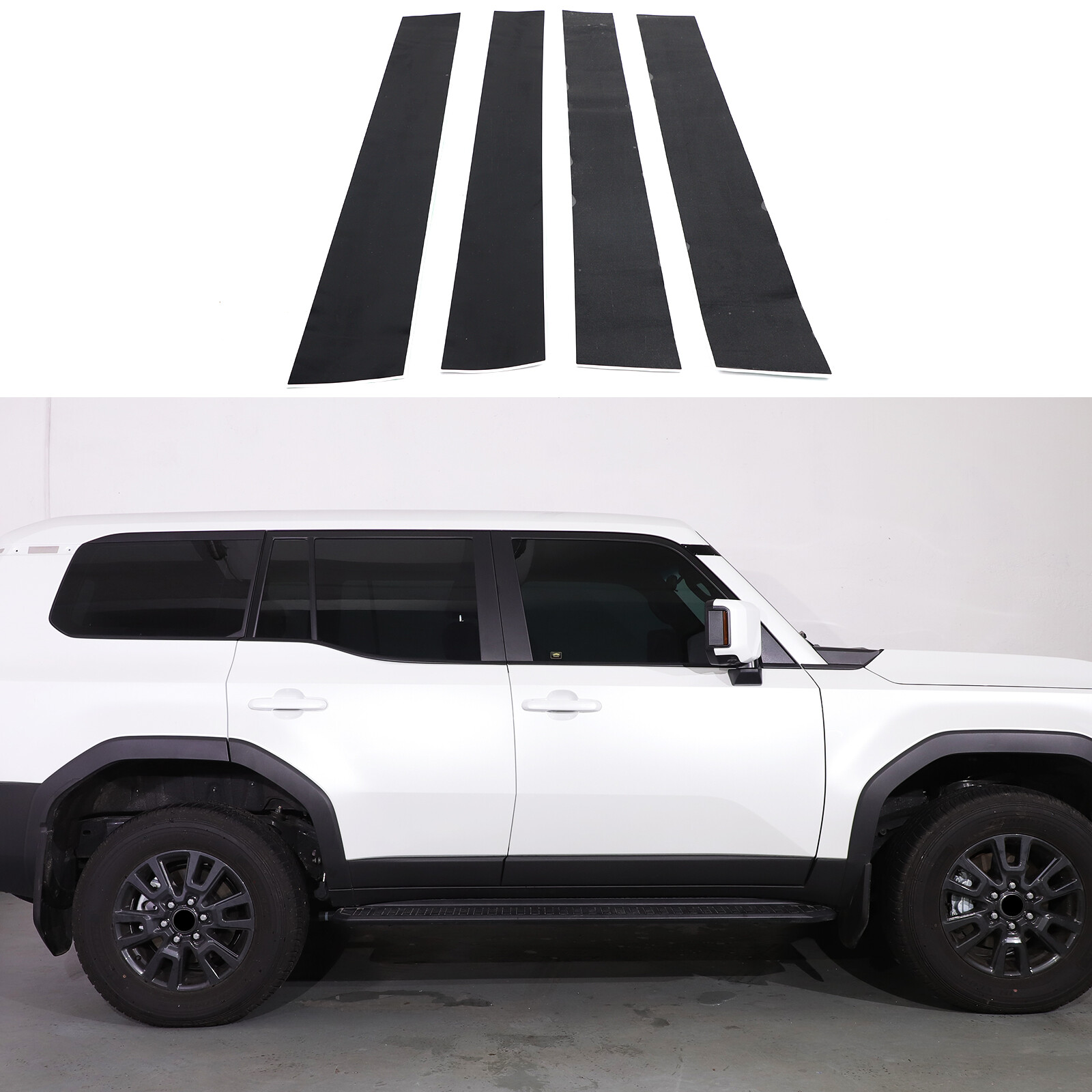 4pcs Matte Black Pillar Post Decal Vinyls Fits Toyota Land Cruiser 2024+