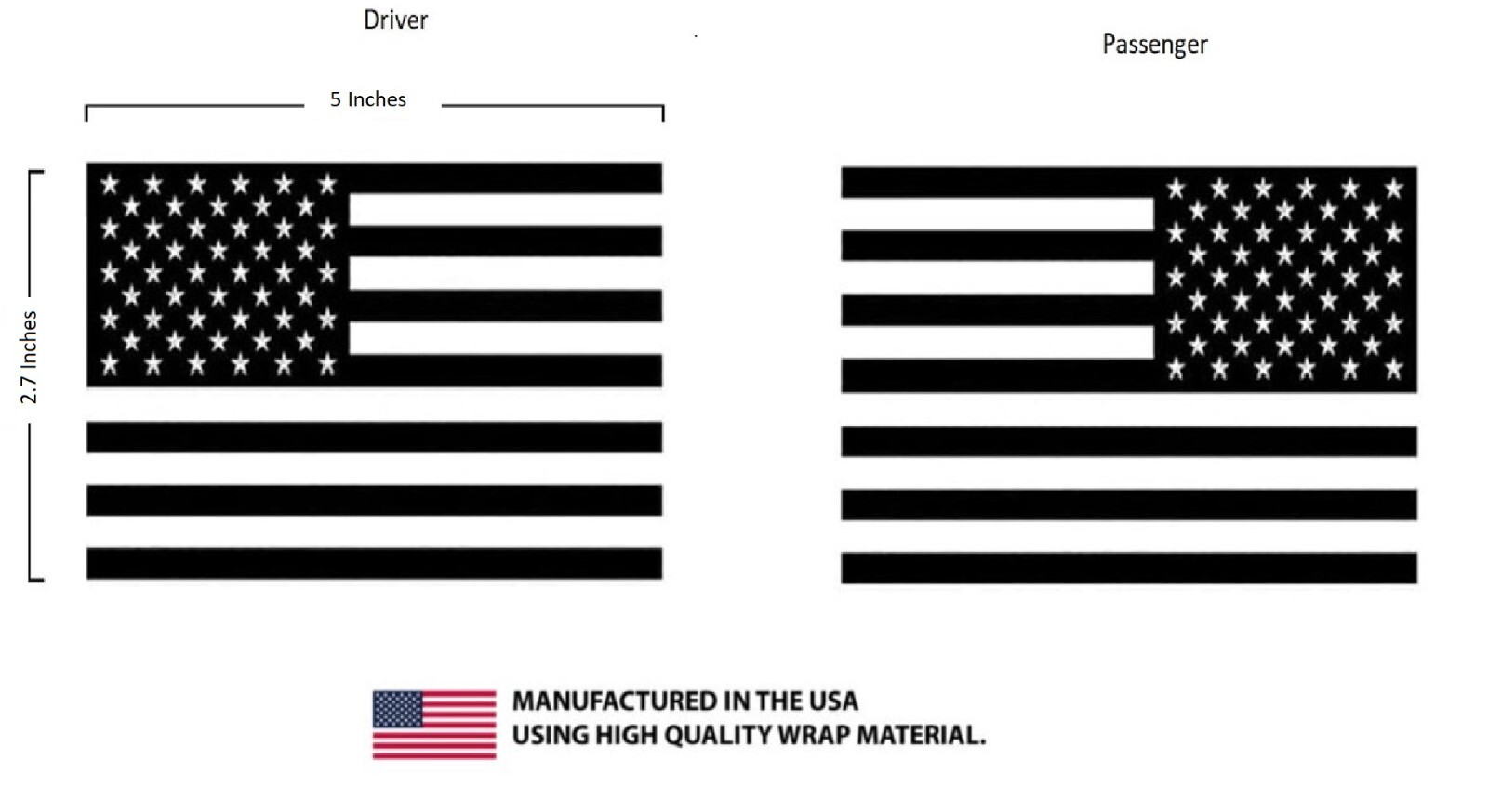 Subdued American Flags Tactical Military Flag USA Decal 5″x3″ Pair (Matte Black)