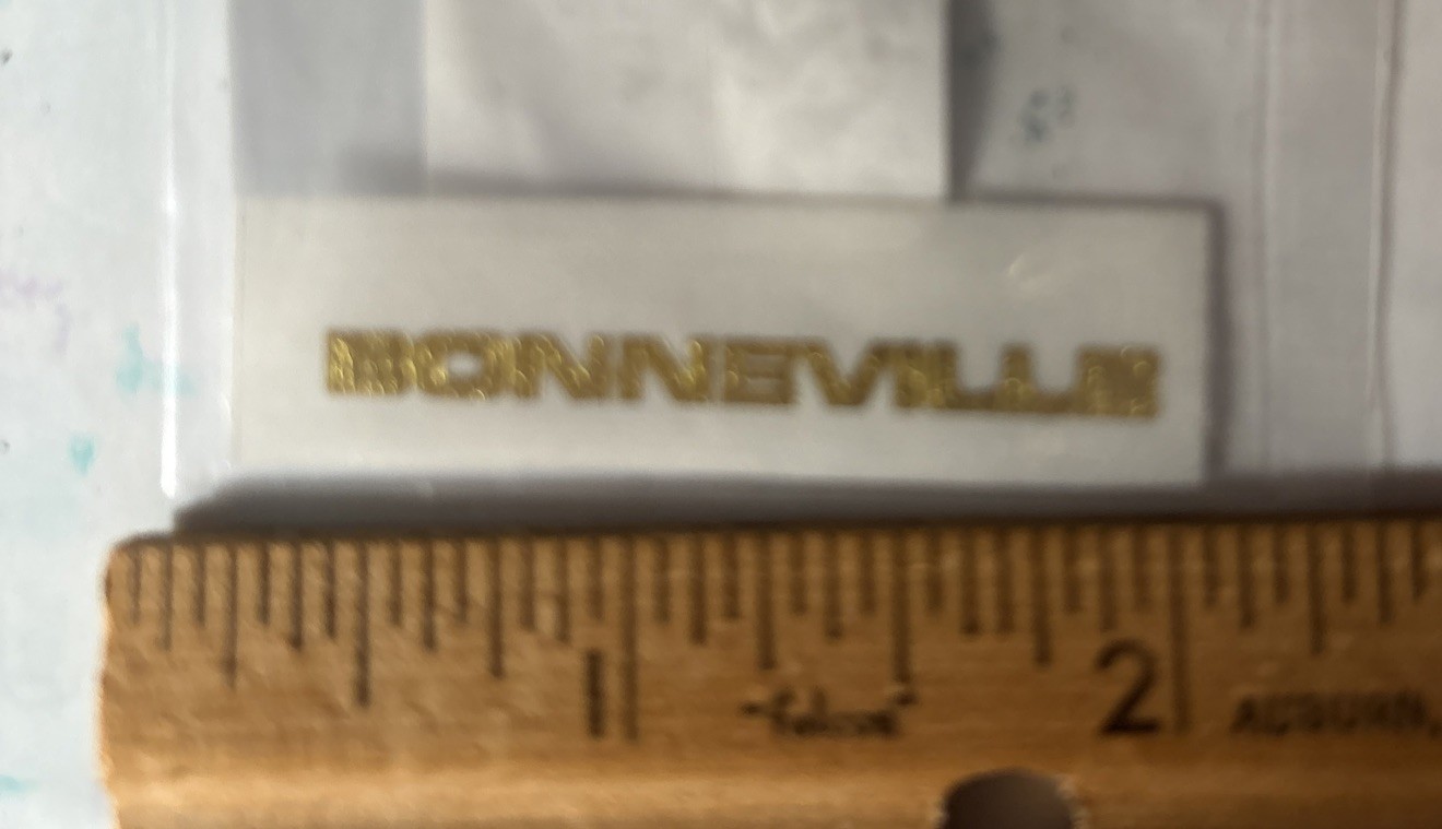 Bonneville Gold Water Transfer Sticker 2” Block