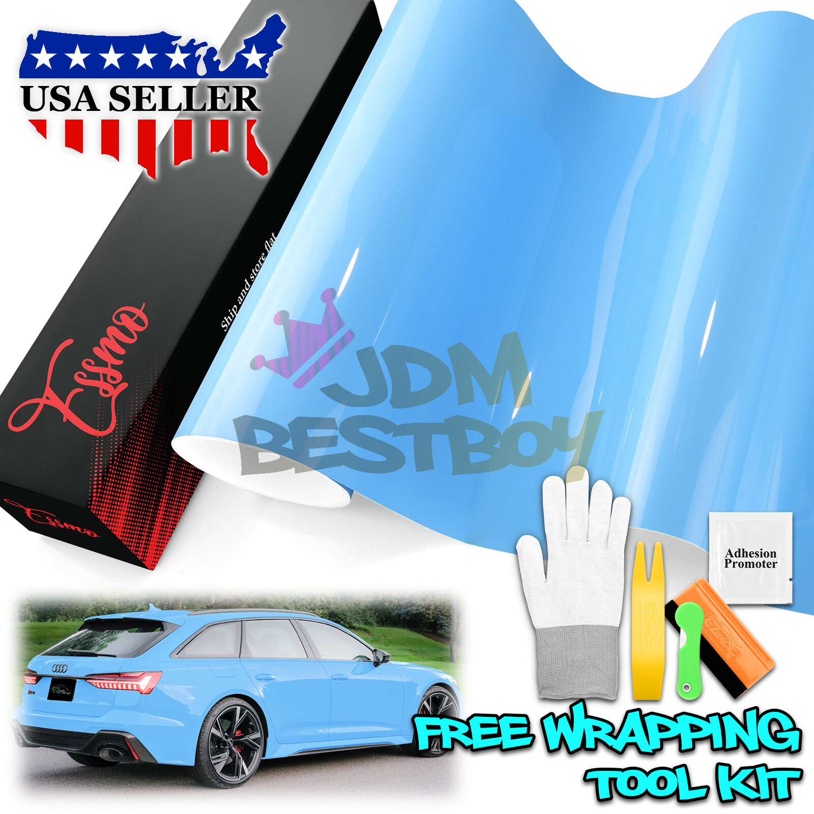 Color PPF Paint Protection Film Gloss Light Blue Car Paint Scratch Shield Wrap