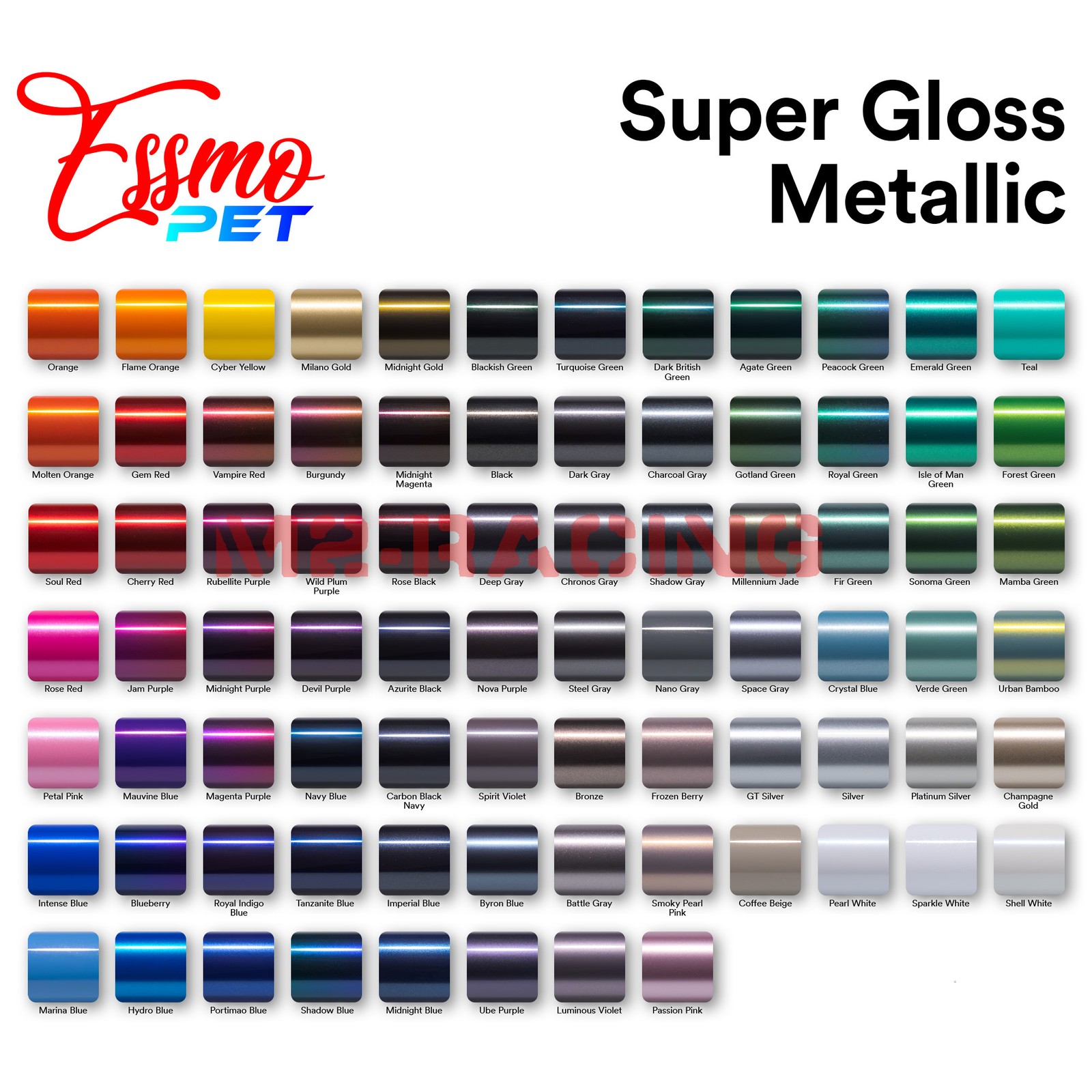 ESSMO PET Super Gloss Metallic Magenta Purple Car Vinyl Wrap Decal Like Paint