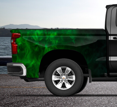 Mist Lime Skulls Ghost Truck Wrap Vinyl Bed Side DS PS Graphic Decal Tailgate