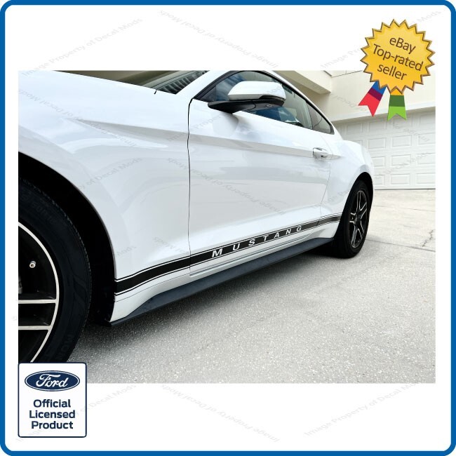 Ford Mustang Rocker Panel Door Side Stripes Decals – RJ – Strips GLOSS BLACK