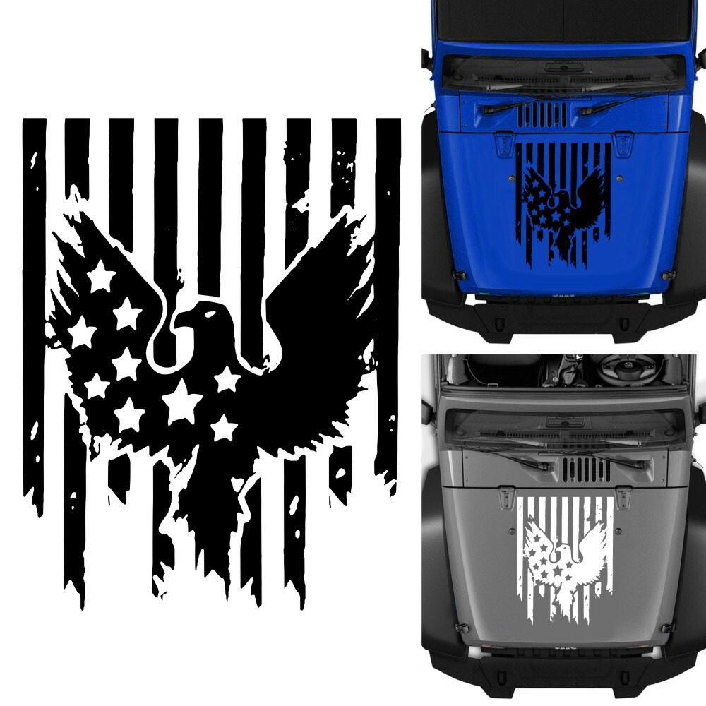 Black American USA Flag Vinyl Decal Sticker Car Truck Window Hood Decoration
