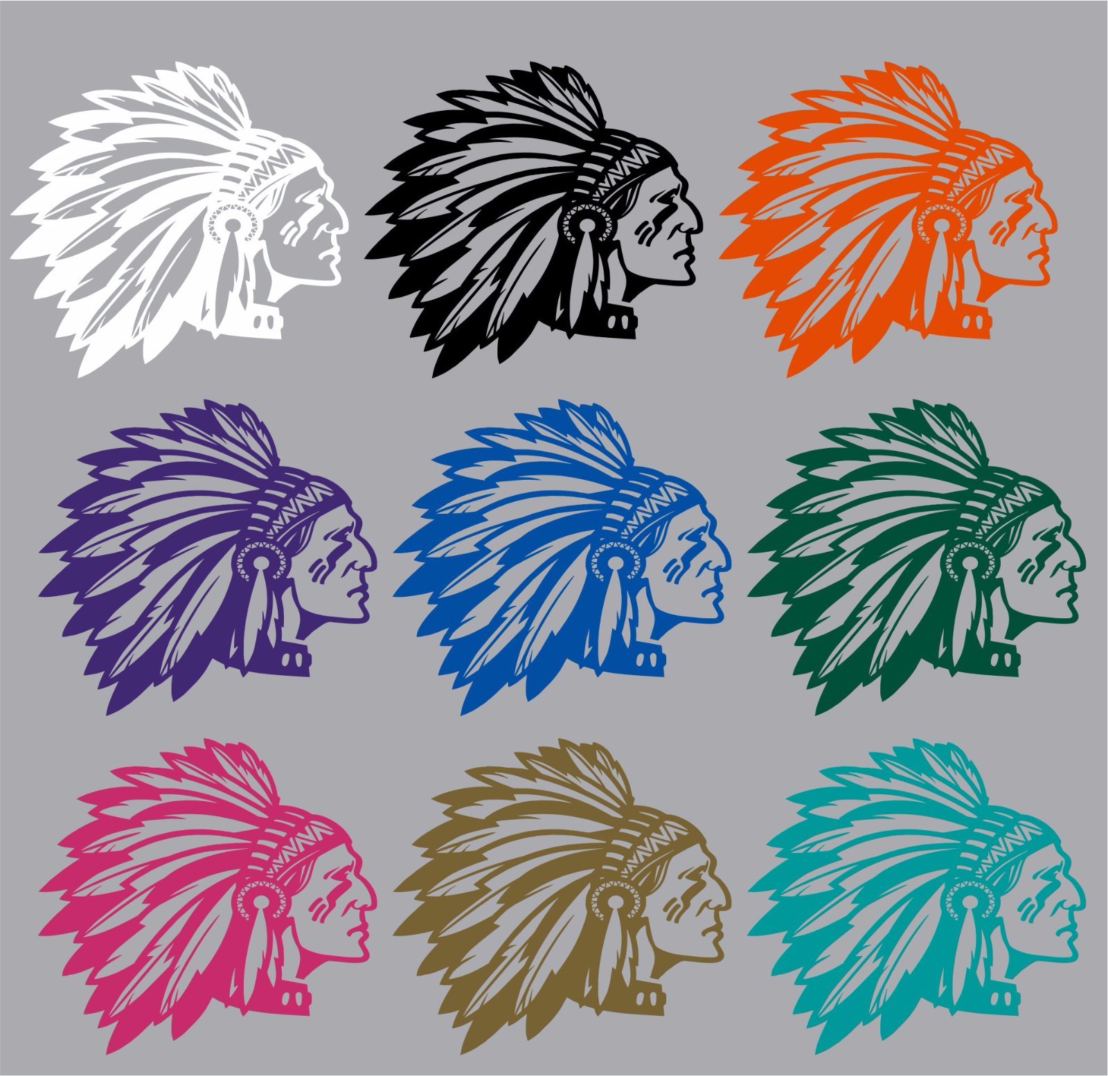 Native American Indian Face Headdress Car Truck Window Vinyl Decal Sticker